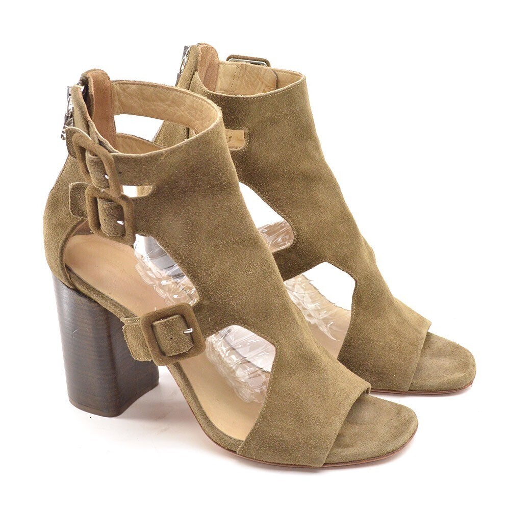 rag & bone Calinda Khaki Suede Buckle Back Zip Heels 37